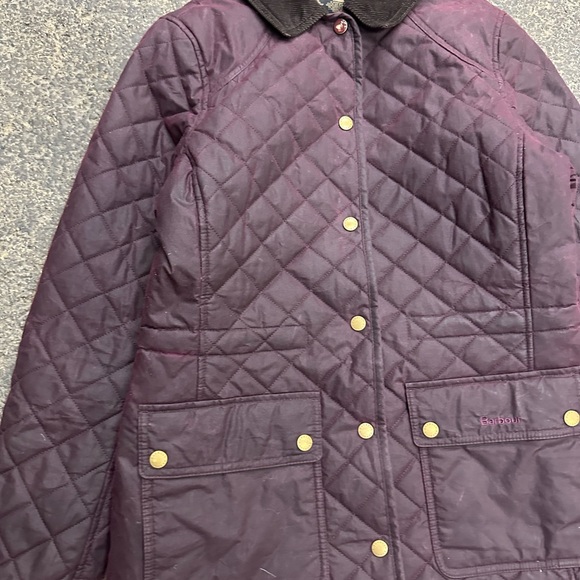 Barbour Quilted 4 Oz Wax Jacket Purple Flannel Lined Women’s US 6 Plum Outdoor - Picture 2 of 10